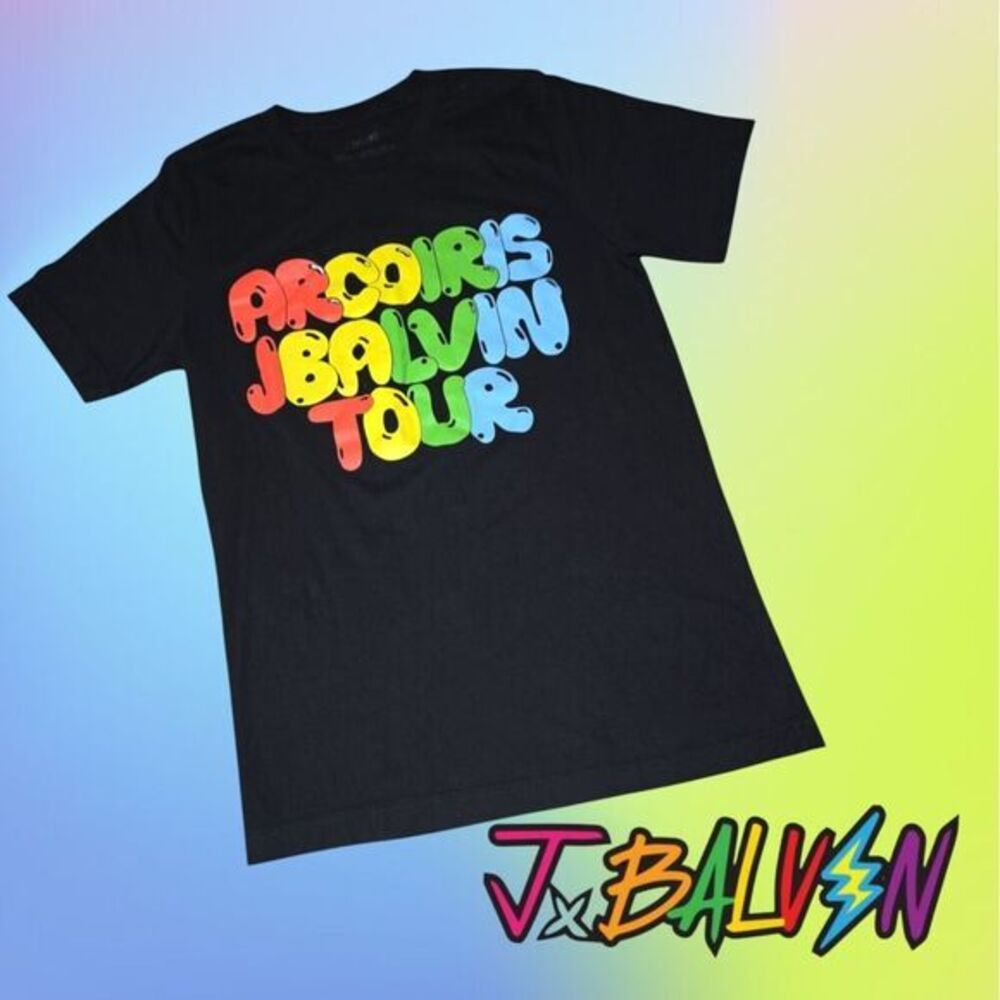 J Balvin Unisex Arcoiris Friends With You Tour Tee Black S‎